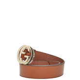 グッチ インターロッキングG ベルト サイズ:85 34 114876 ブラウン レザー レディース GUCCI 【中古】